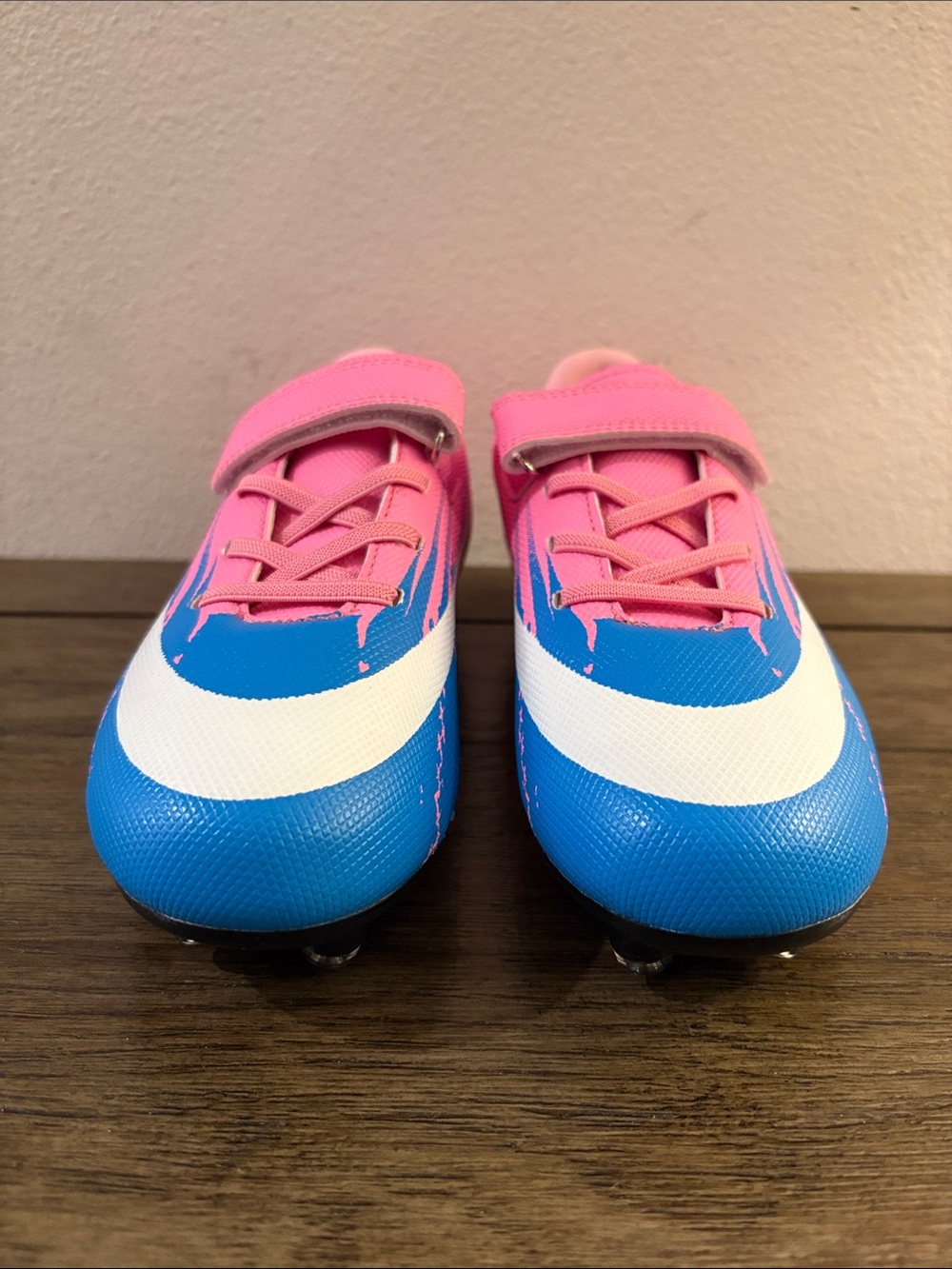 NEW Soccer Football Futbal Outdoor Grass Turf Cleats Boots Pink/Blue Youth 3.5 - Picture 4 of 9